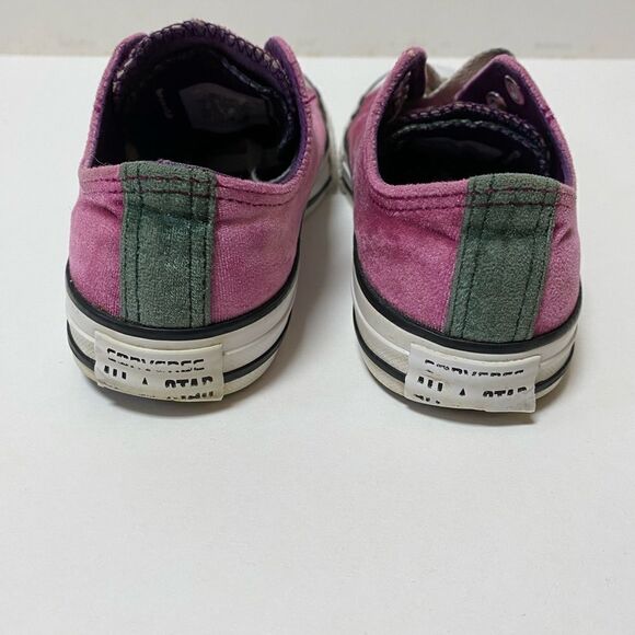 Converse CTAS Junior’s Pink Velvet Double Tongue Low Top Sneakers - Picture 6 of 11